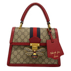 Gucci Handbag Queen Margaret Beige Dark Brown Red Leather