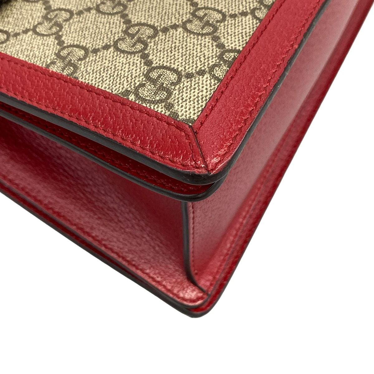 Gucci Handbag Queen Margaret Beige Dark Brown Red Leather — view 6