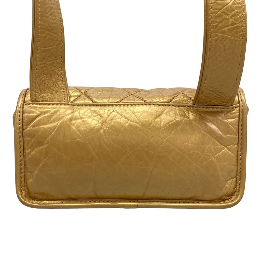 Chanel Shoulder Bag Quilted Gold Silver — view 3
