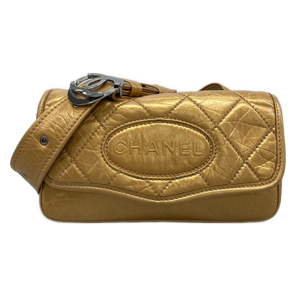 Chanel Shoulder Bag Quilted Gold Silver