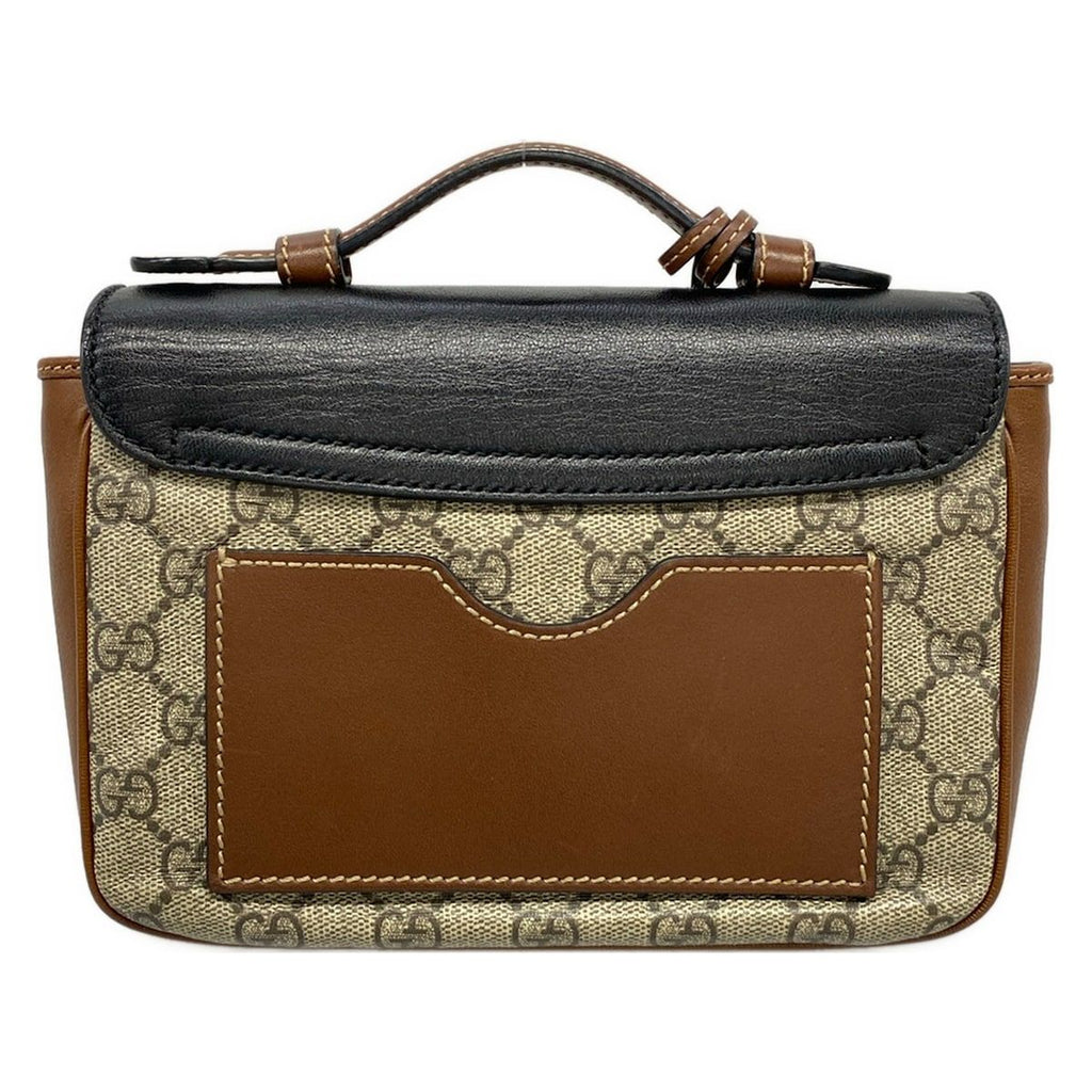 Gucci Handbag GG Supreme Beige Dark Brown Black Leather — view 3