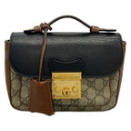 Gucci Handbag GG Supreme Beige Dark Brown Black Leather