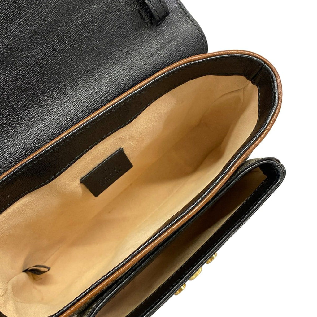 Gucci Handbag GG Supreme Beige Dark Brown Black Leather — view 7