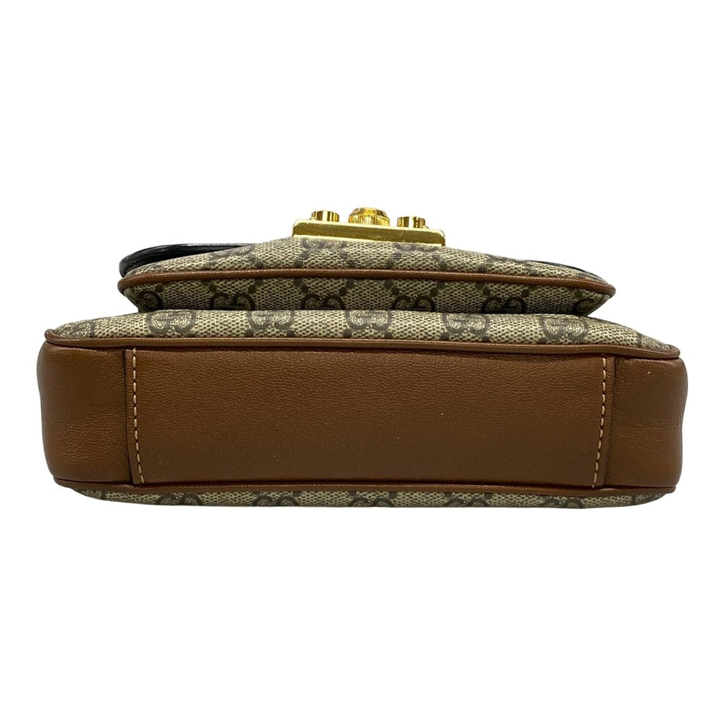 Gucci Handbag GG Supreme Beige Dark Brown Black Leather — view 5