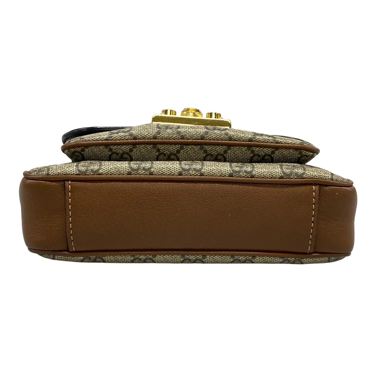 Gucci Handbag GG Supreme Beige Dark Brown Black Leather — view 5