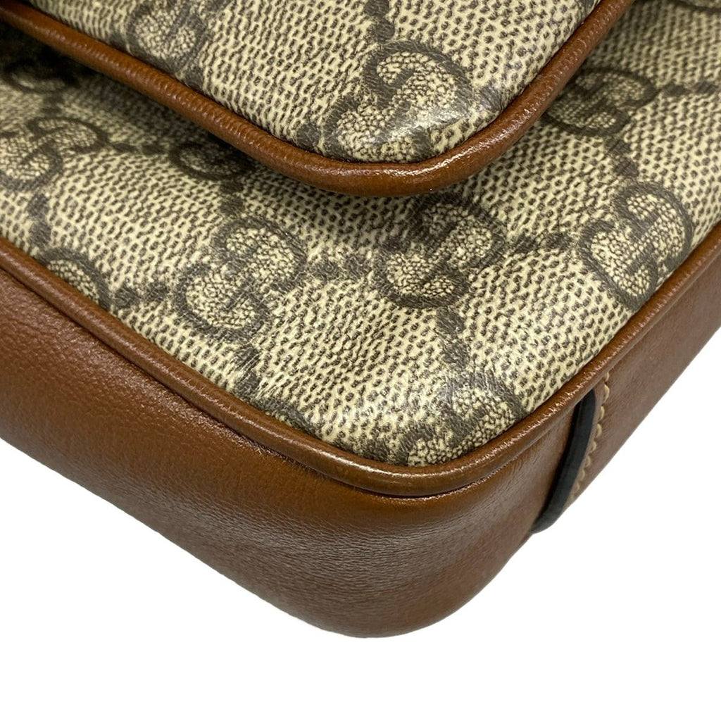 Gucci Handbag GG Supreme Beige Dark Brown Black Leather — view 6