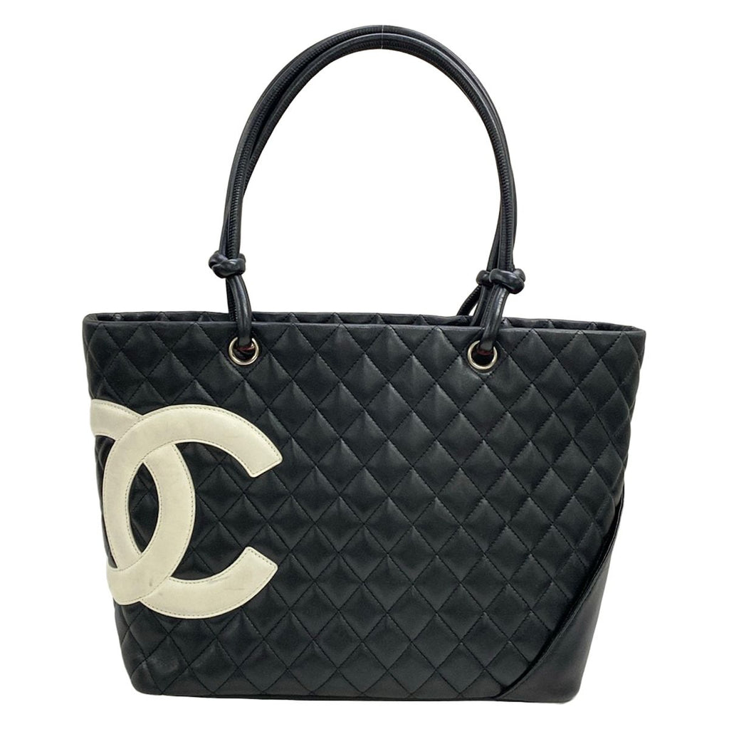 Chanel Tote Bag Cambon Line Large Black White Leather