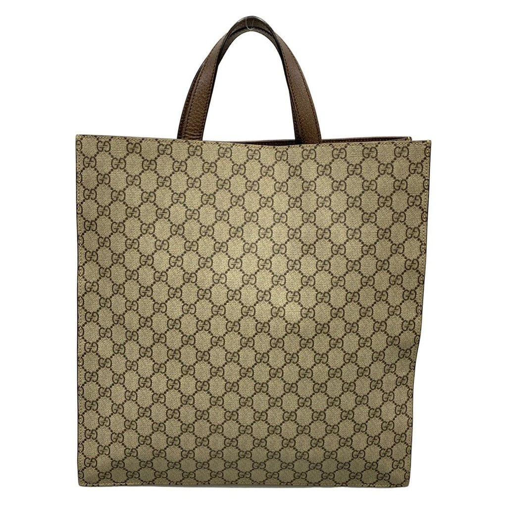 Gucci Tote Bag Soft GG Supreme Beige Dark Brown Leather — view 3