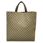 Gucci Tote Bag Soft GG Supreme Beige Dark Brown Leather — view 3