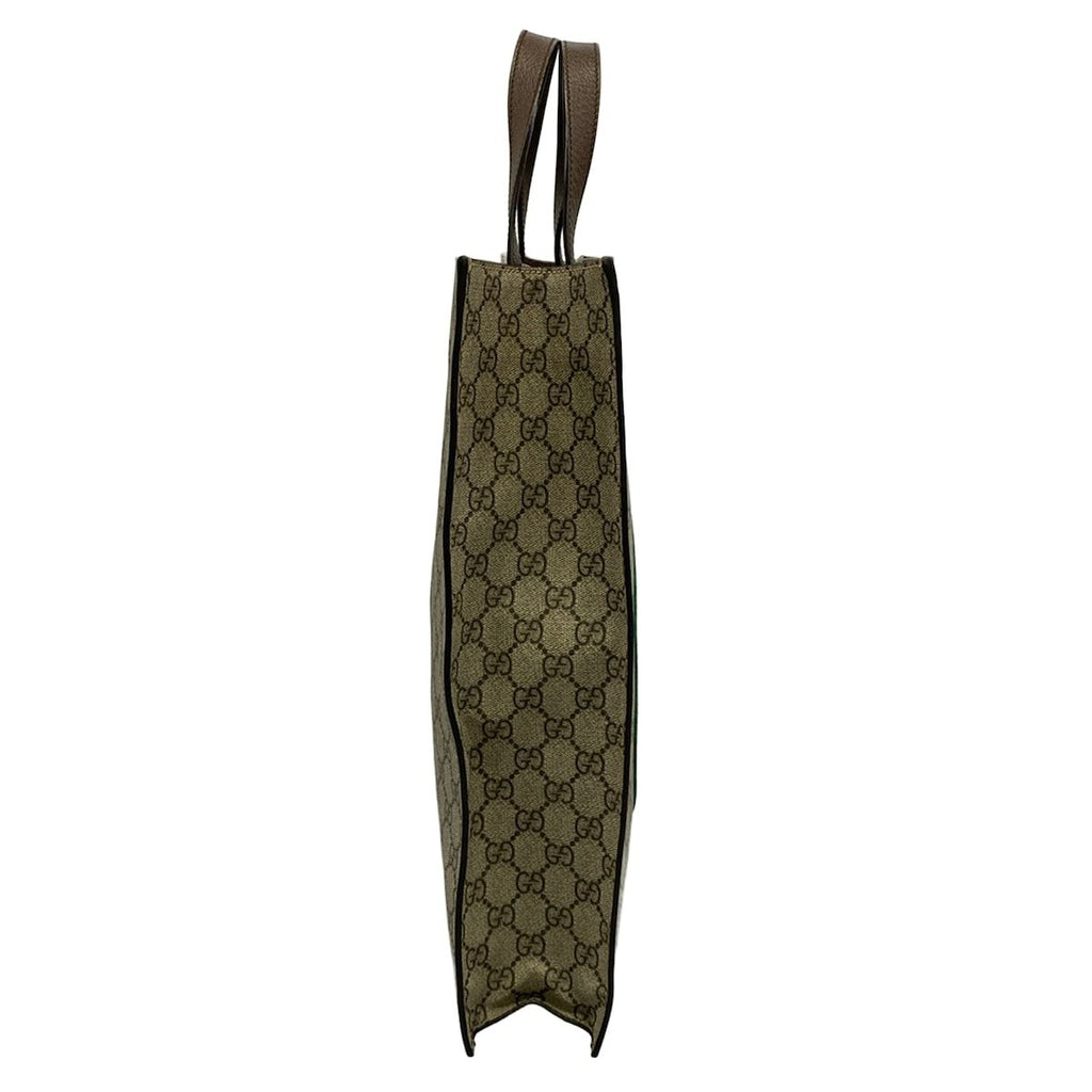 Gucci Tote Bag Soft GG Supreme Beige Dark Brown Leather — view 2