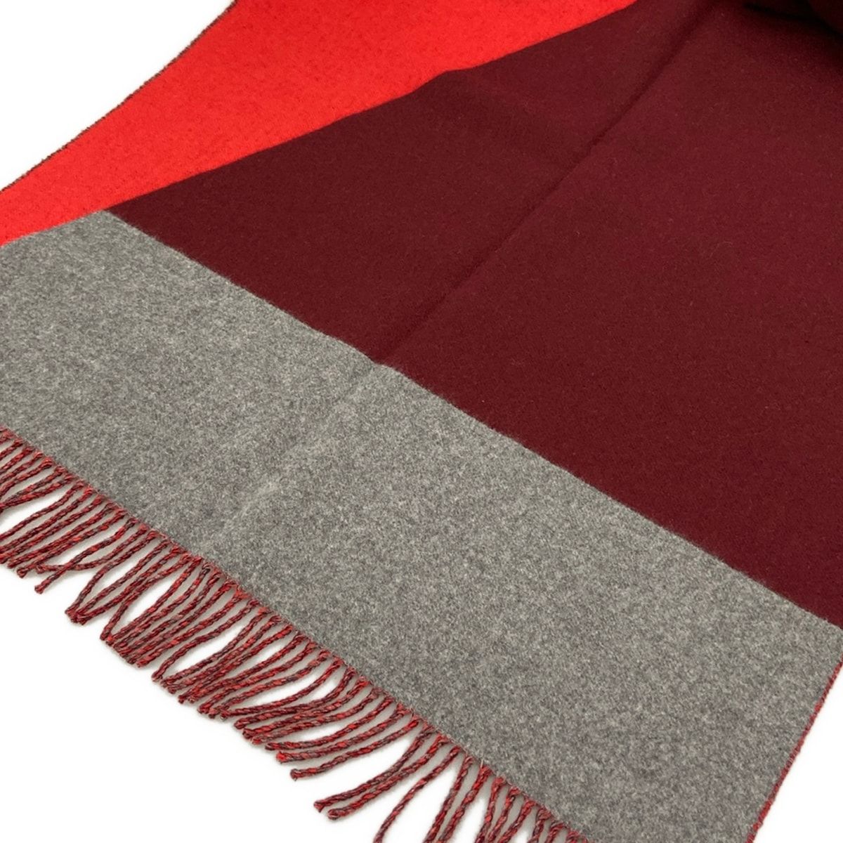 Hermes Scarf Echarpe Casaque Bordeaux Gray Graphical Cashmere — view 4