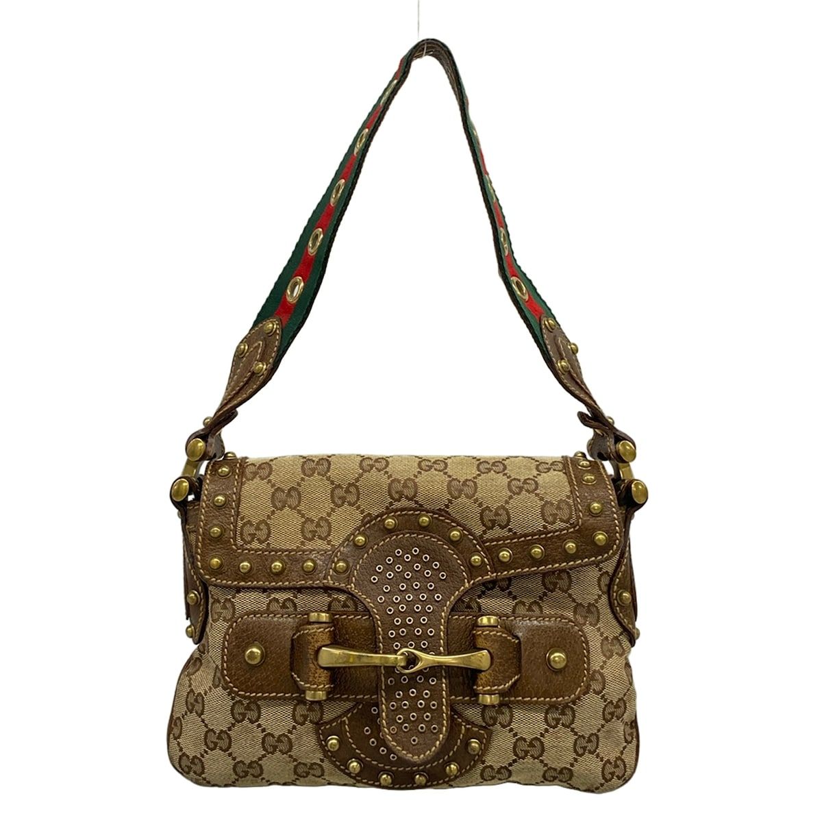 Gucci Shoulder Bag Pelham Beige Dark Brown Leather