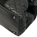Chanel Tote Bag Black Chain Shoulder Silver Leather — view 6