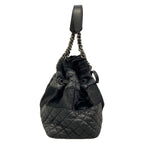 Chanel Tote Bag Black Chain Shoulder Silver Leather — view 2