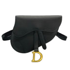 Dior Waist Pouch Saddle Bag Black Leather