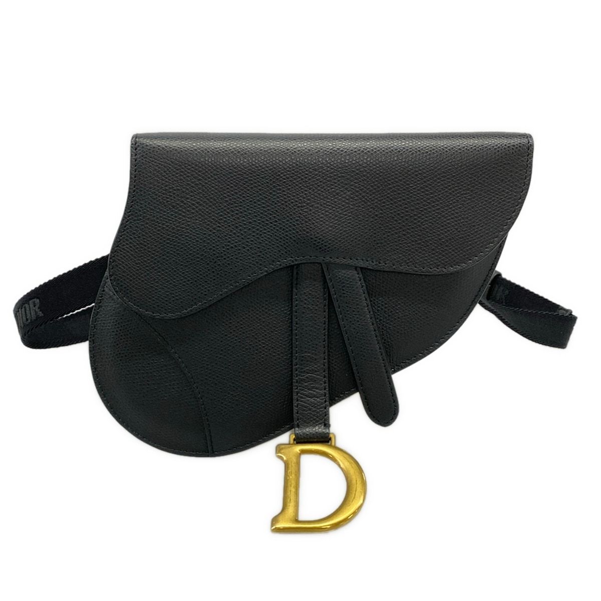 Dior Waist Pouch Saddle Bag Black Leather