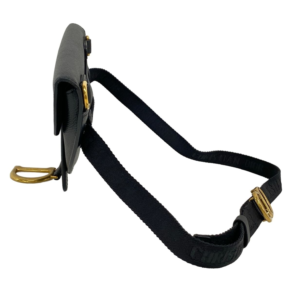 Dior Waist Pouch Saddle Bag Black Leather — view 4