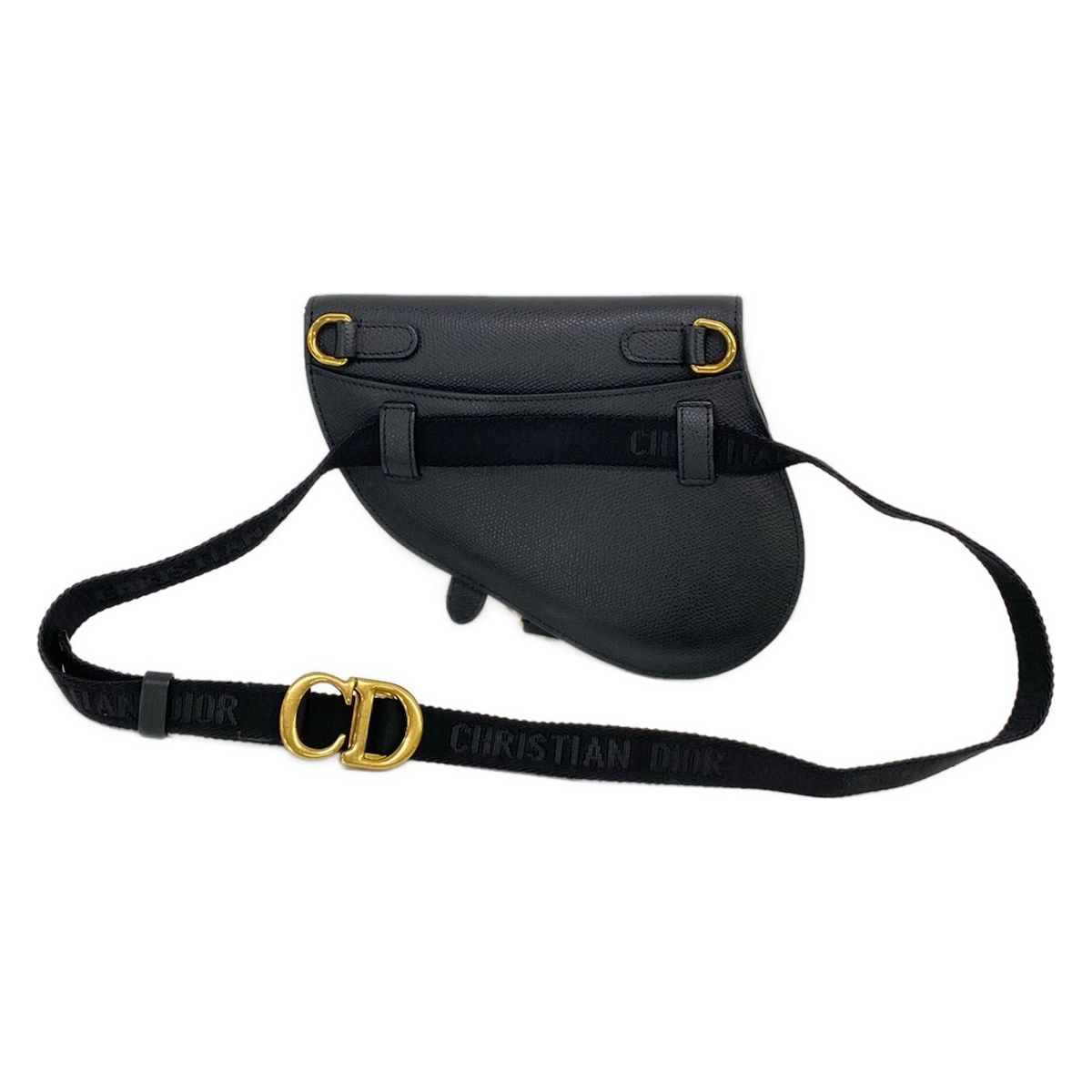 Dior Waist Pouch Saddle Bag Black Leather — view 3