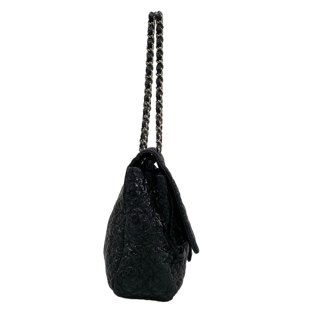 Chanel Shoulder Bag Black Chain Silver Embroidery Leather — view 4