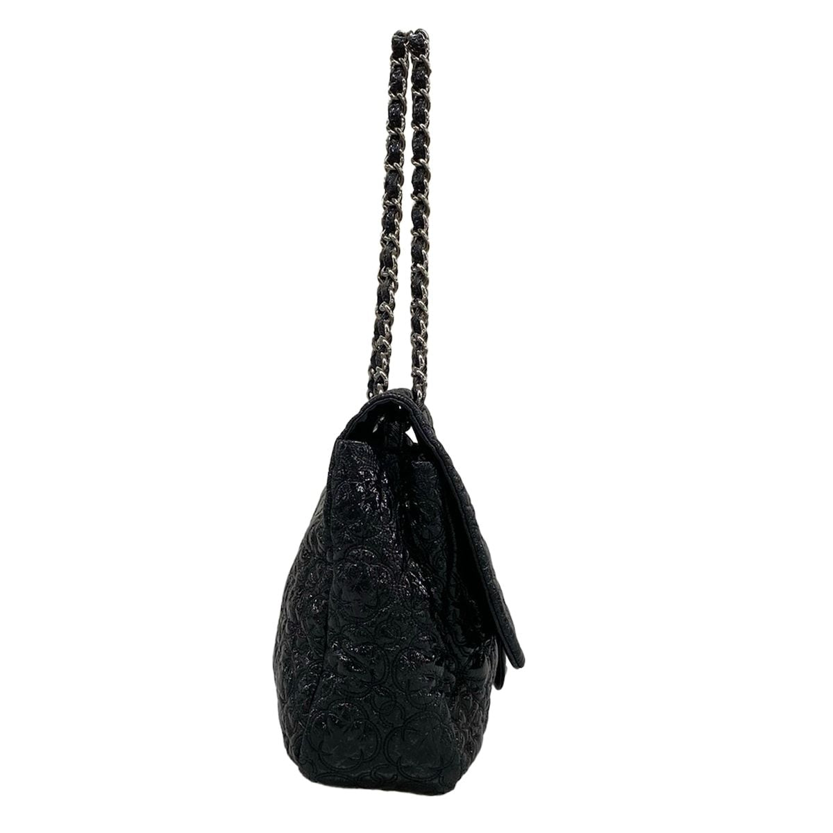 Chanel Shoulder Bag Black Chain Silver Embroidery Leather — view 4