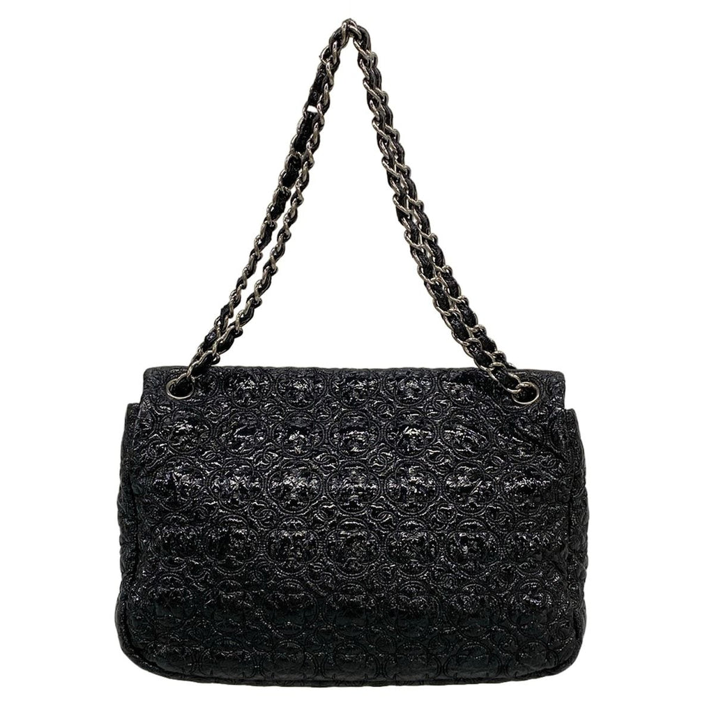 Chanel Shoulder Bag Black Chain Silver Embroidery Leather — view 3