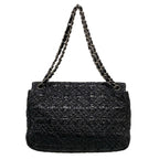 Chanel Shoulder Bag Black Chain Silver Embroidery Leather — view 3