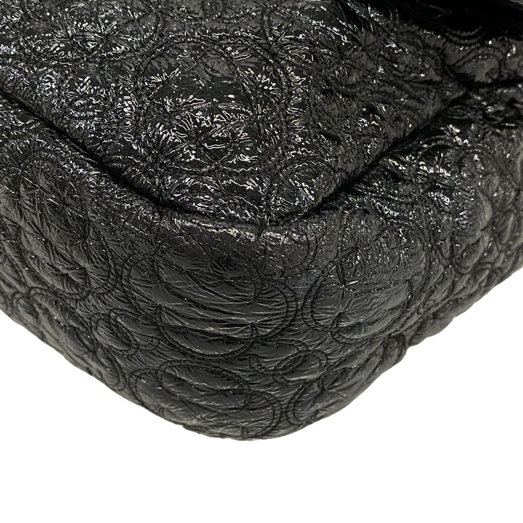 Chanel Shoulder Bag Black Chain Silver Embroidery Leather — view 6