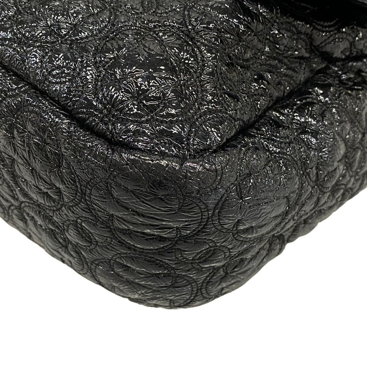 Chanel Shoulder Bag Black Chain Silver Embroidery Leather — view 6