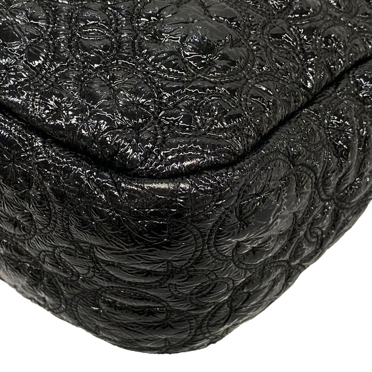 Chanel Shoulder Bag Black Chain Silver Embroidery Leather — view 8