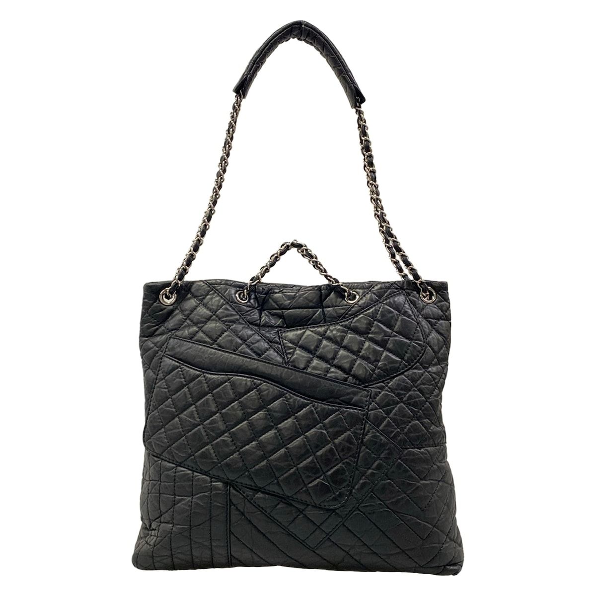 Chanel Shoulder Bag 2.55 Black Chain Silver Leather — view 3