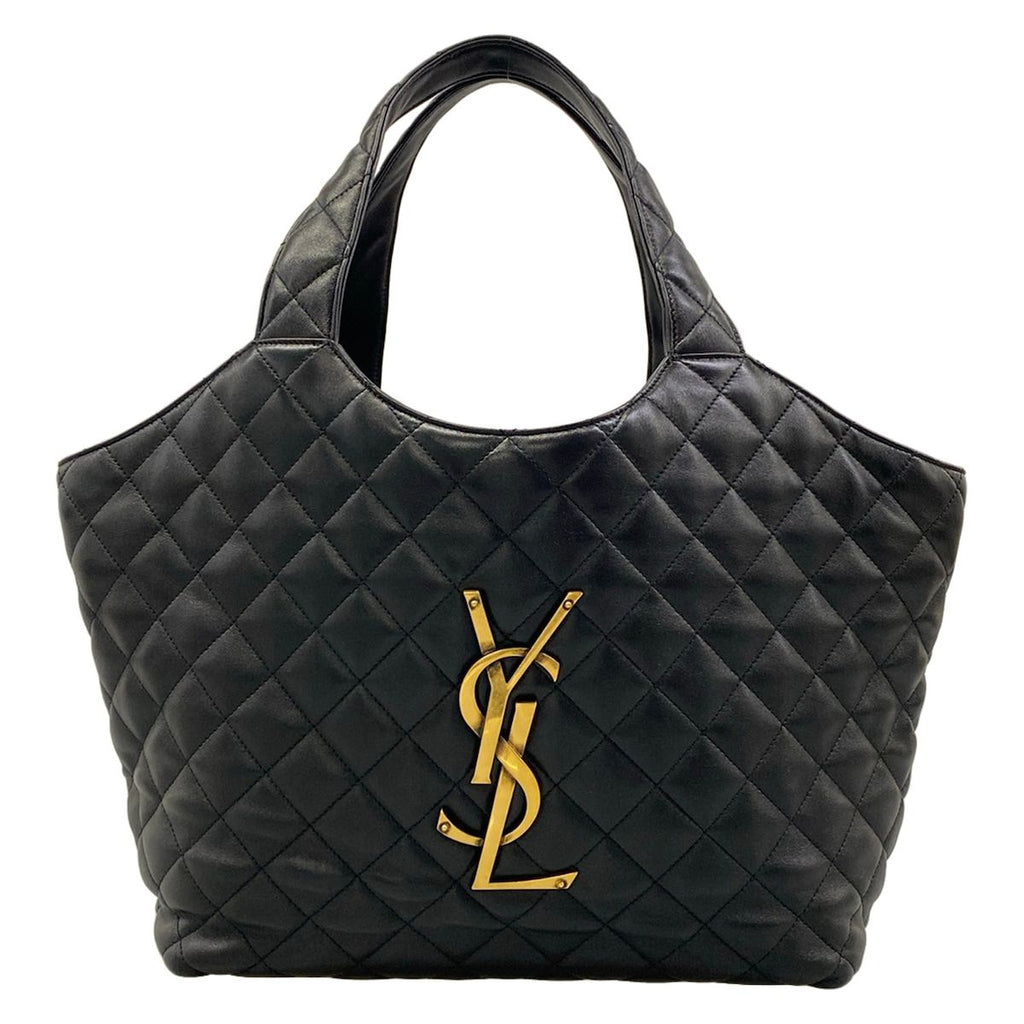 Saint Laurent Paris Tote Bag Icare Black Quilted Leather