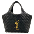 Saint Laurent Paris Tote Bag Icare Black Quilted Leather