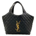 Saint Laurent Paris Tote Bag Icare Black Quilted Leather