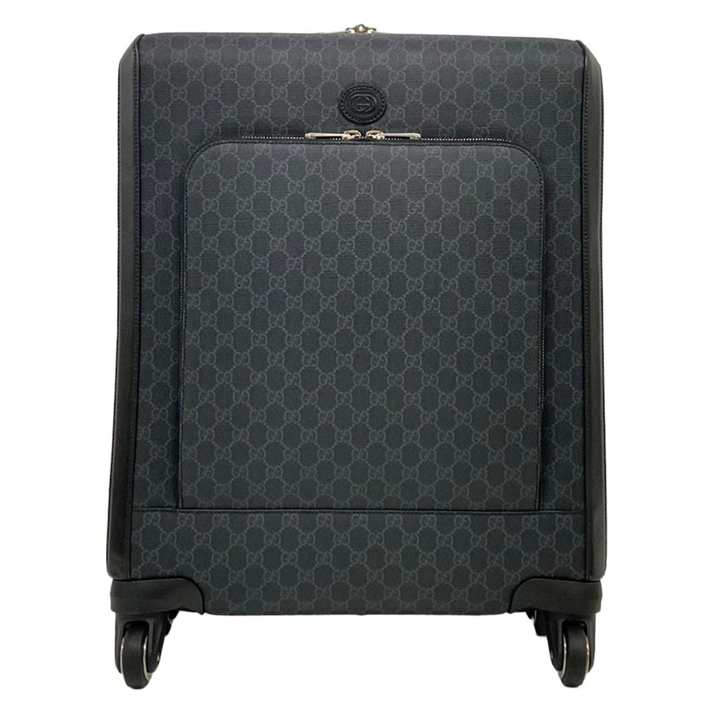 Gucci Travel Bag GG Supreme Black Gray Leather