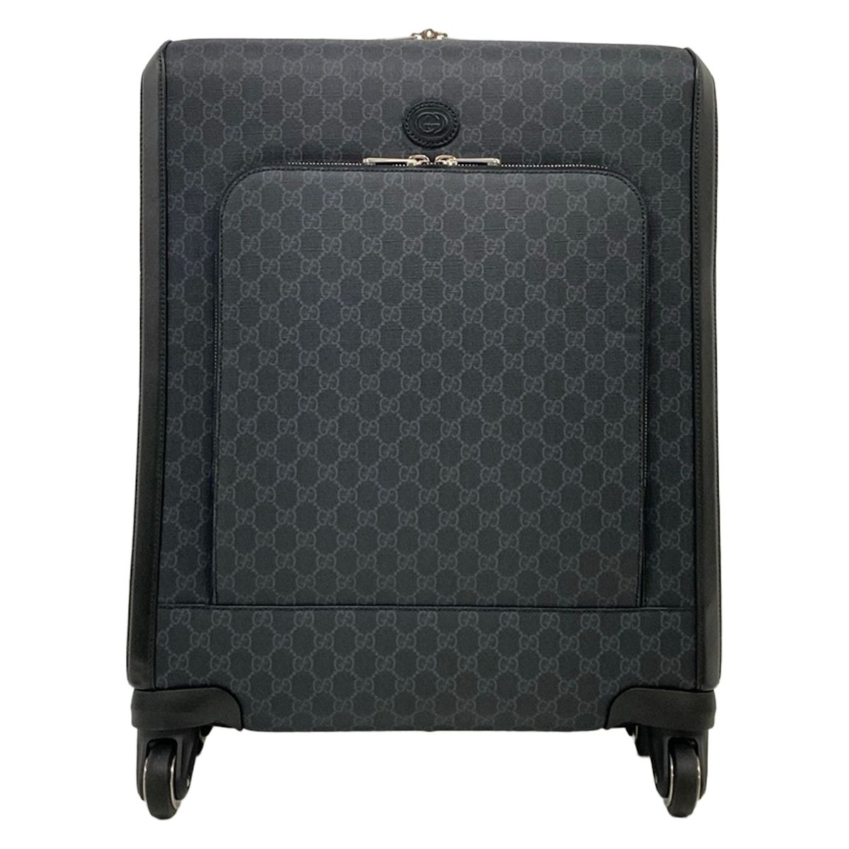 Gucci Travel Bag GG Supreme Black Gray Leather