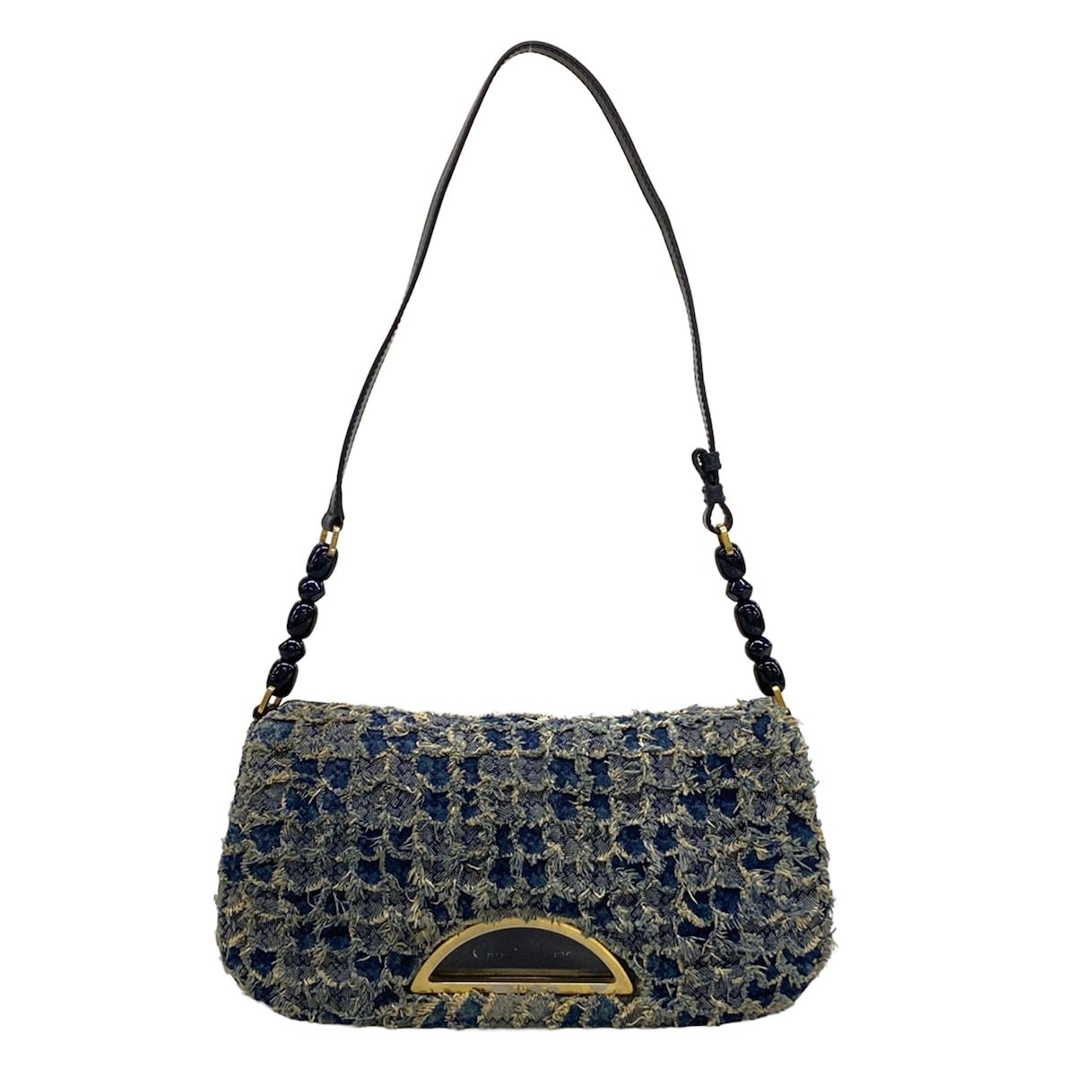 Dior Shoulder Bag Malice Pearl Navy Leather