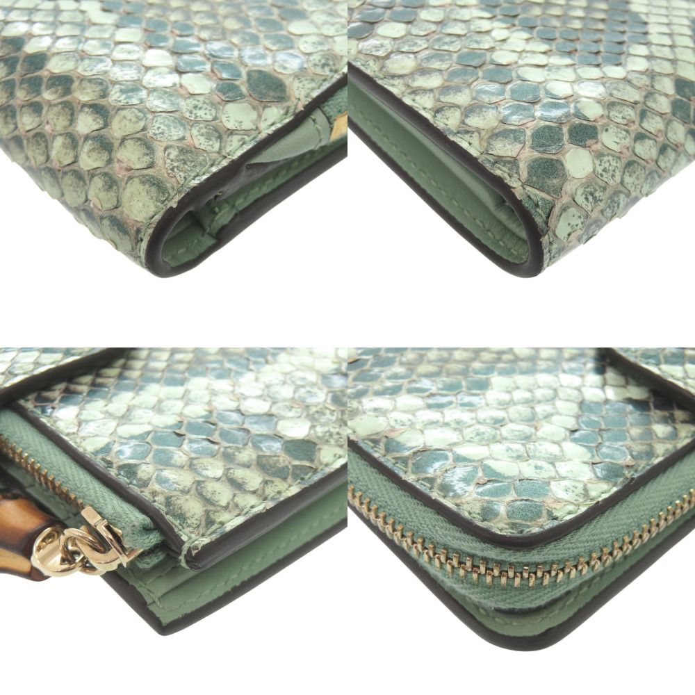 Gucci Double G Bamboo Python Green Bifold Wallet — view 4
