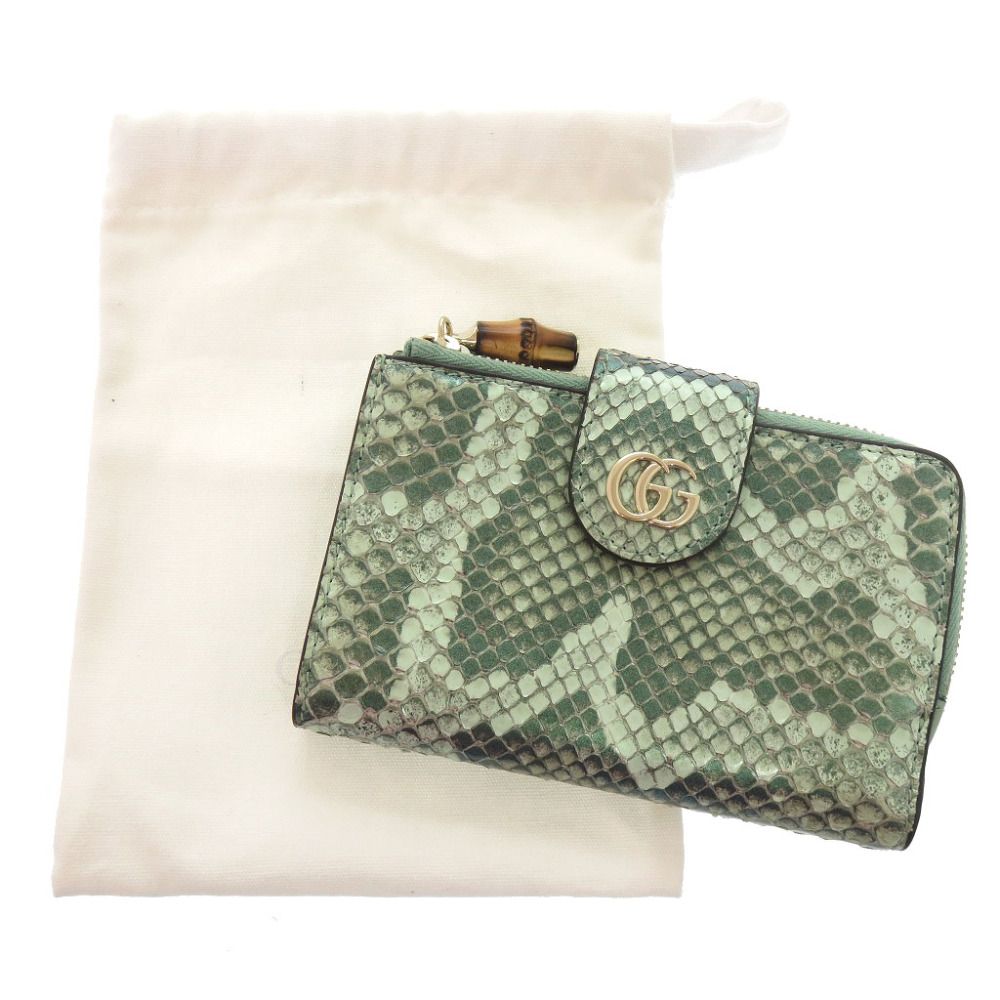 Gucci Double G Bamboo Python Green Bifold Wallet — view 2