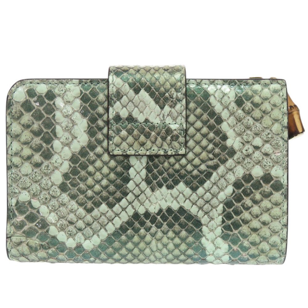 Gucci Double G Bamboo Python Green Bifold Wallet — view 3