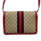 Gucci Shoulder Bag Bee Queen Margaret Beige Dark Brown Red Leather — view 3
