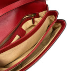 Gucci Shoulder Bag Bee Queen Margaret Beige Dark Brown Red Leather — view 7