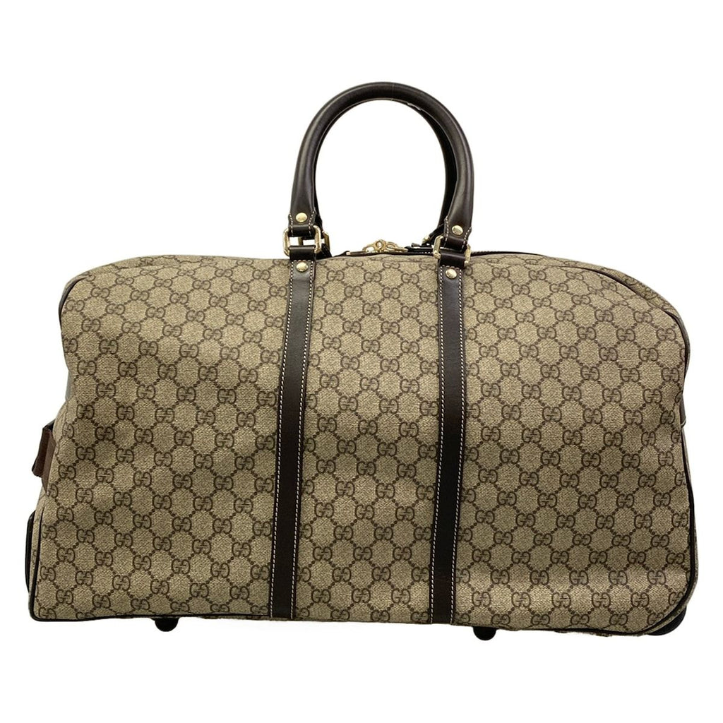 Gucci Travel Bag GG Supreme Beige Dark Brown 2-Way Leather — view 3