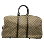 Gucci Travel Bag GG Supreme Beige Dark Brown 2-Way Leather — view 3