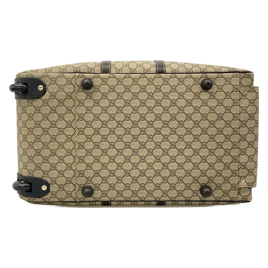 Gucci Travel Bag GG Supreme Beige Dark Brown 2-Way Leather — view 5