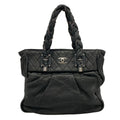 Chanel Tote Bag Ladyblade Black Silver Leather