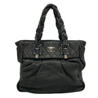 Chanel Tote Bag Ladyblade Black Silver Leather