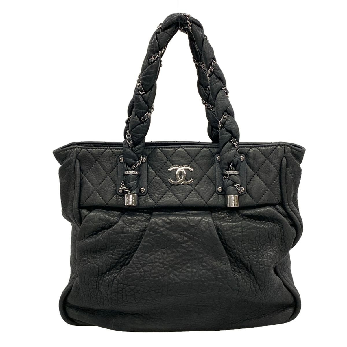 Chanel Tote Bag Ladyblade Black Silver Leather