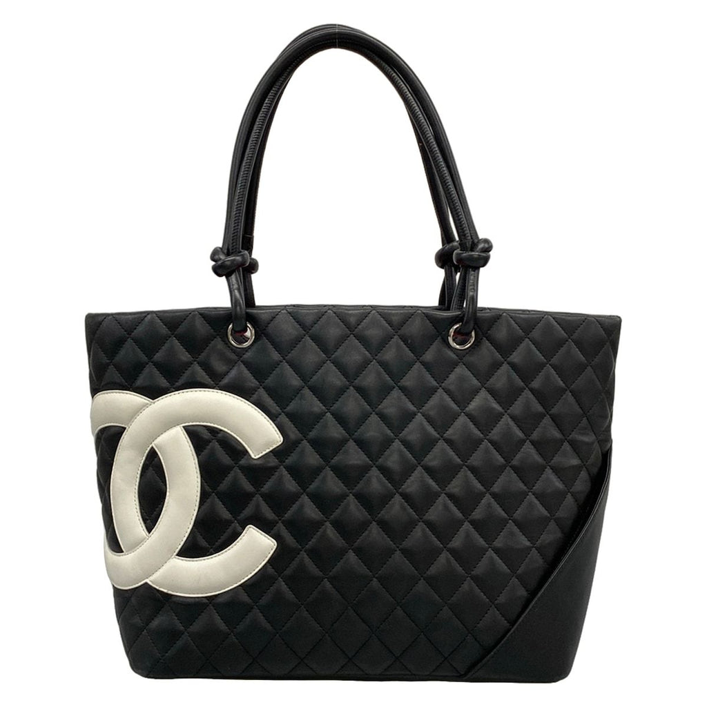 Chanel Tote Bag Cambon Line Large Black White Leather