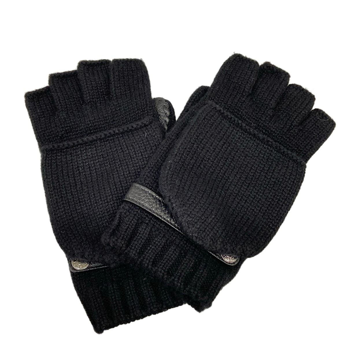 Hermes Gloves M Lionel Black Sellier Buttons M Cashmere Leather — view 5