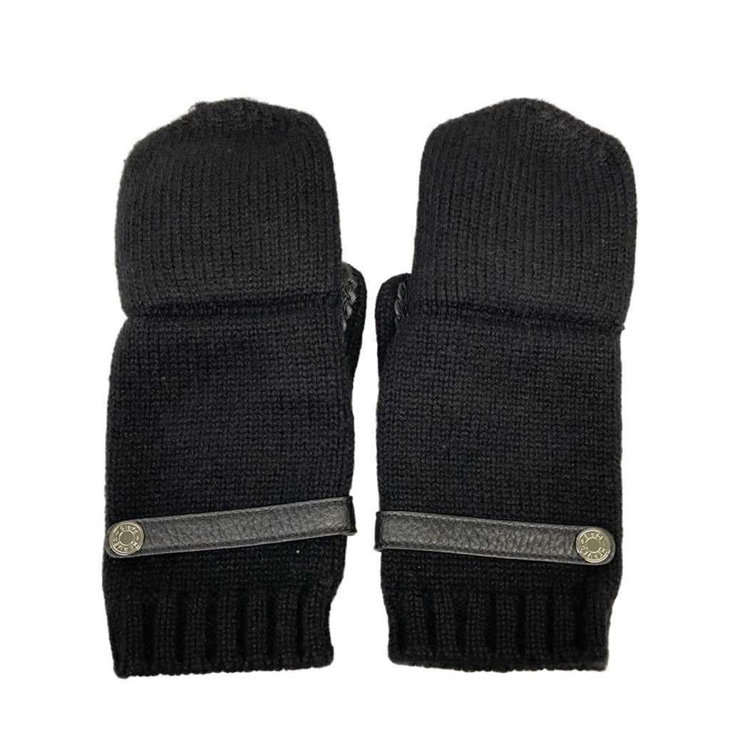 Hermes Gloves M Lionel Black Sellier Buttons M Cashmere Leather — view 2